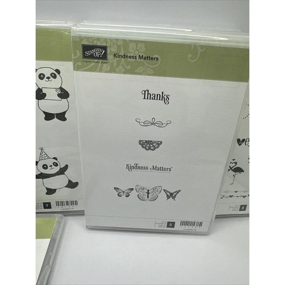 Lot of Stampin' Up Stamp Sets Stamps Cling Party Valentine Panda Kindness words